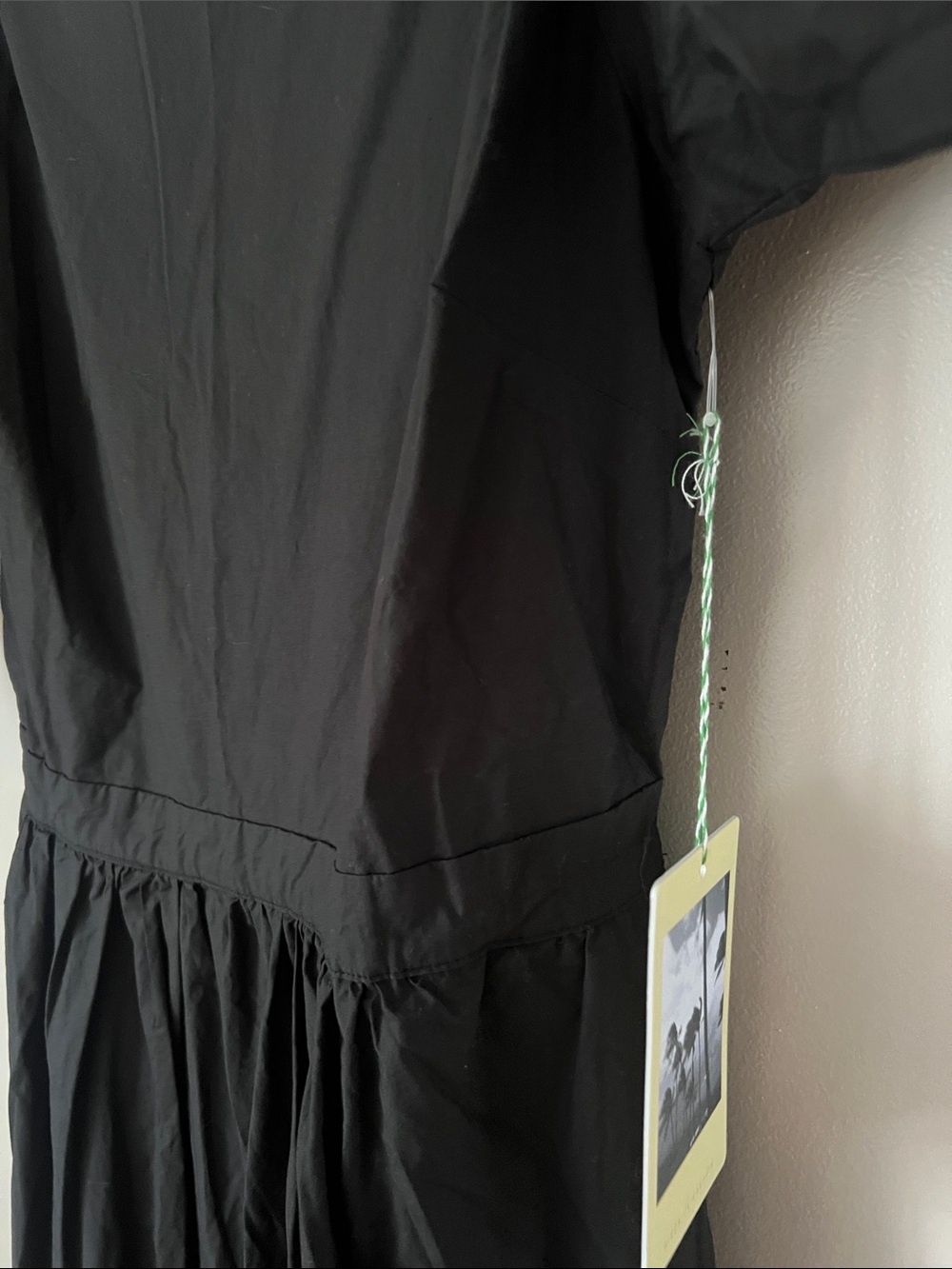 Trovata Cotton Birds of Paradis Black Puff Sleeve Bow Back Midi Dress M NWT - Picture 9 of 13